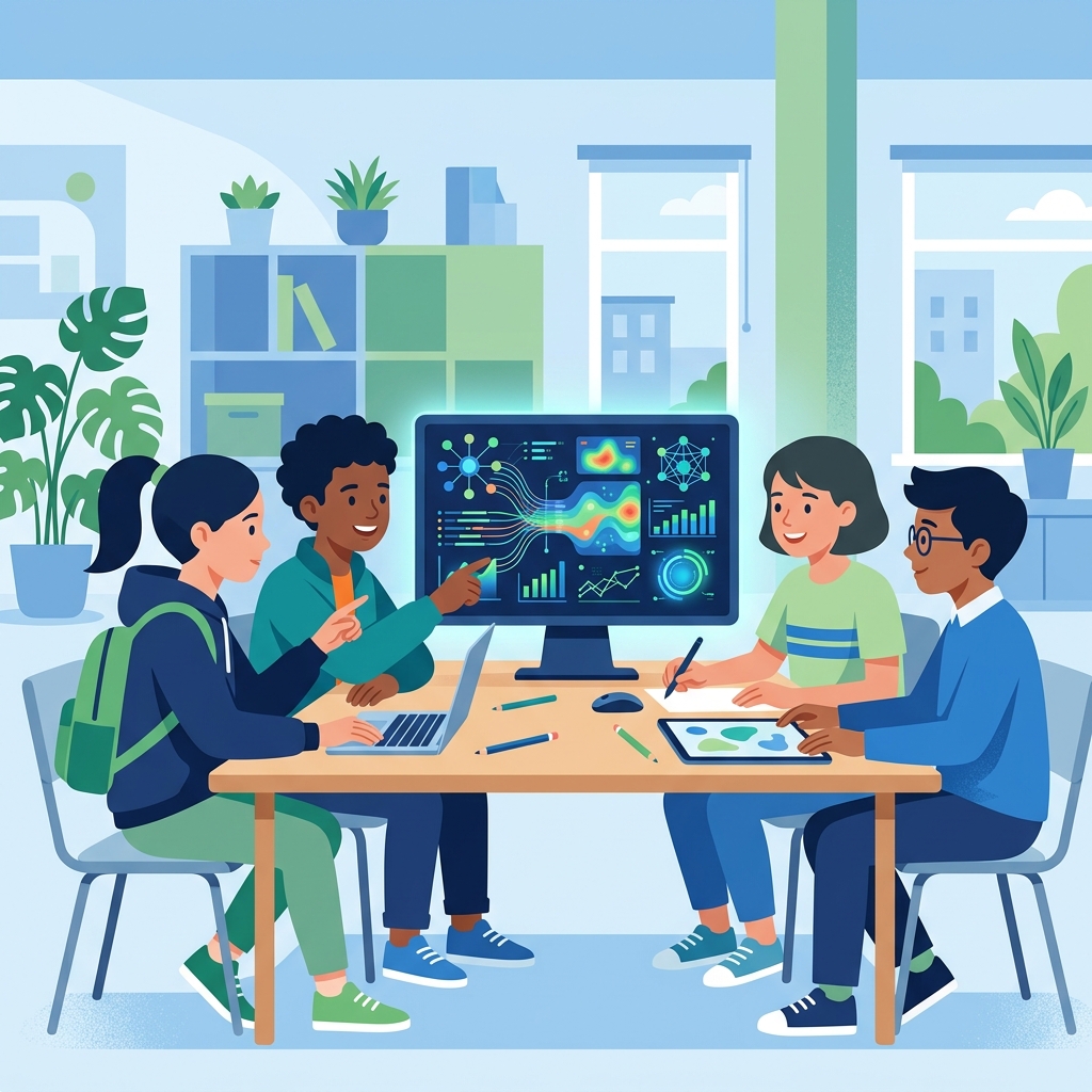 Vanhemmat alakoululaiset ryhmätyössä